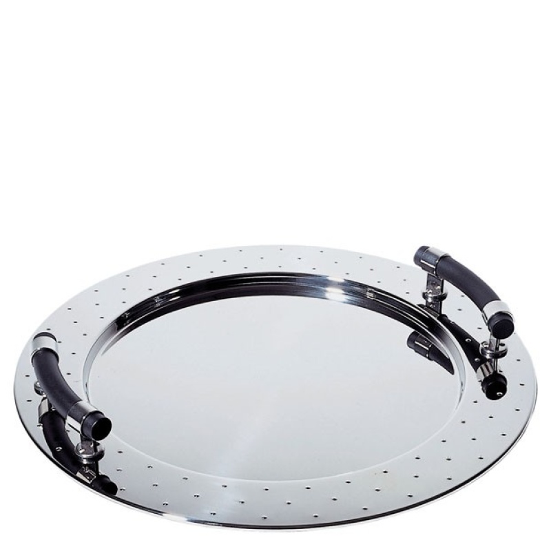 Alessi MGVASS pyöreä tarjotin kahvoilla, teräs, musta