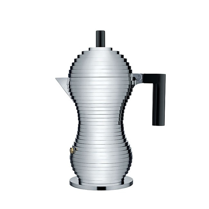 Alessi Pulcina espressokeitin, induktio, 3:n kupin, musta kahva