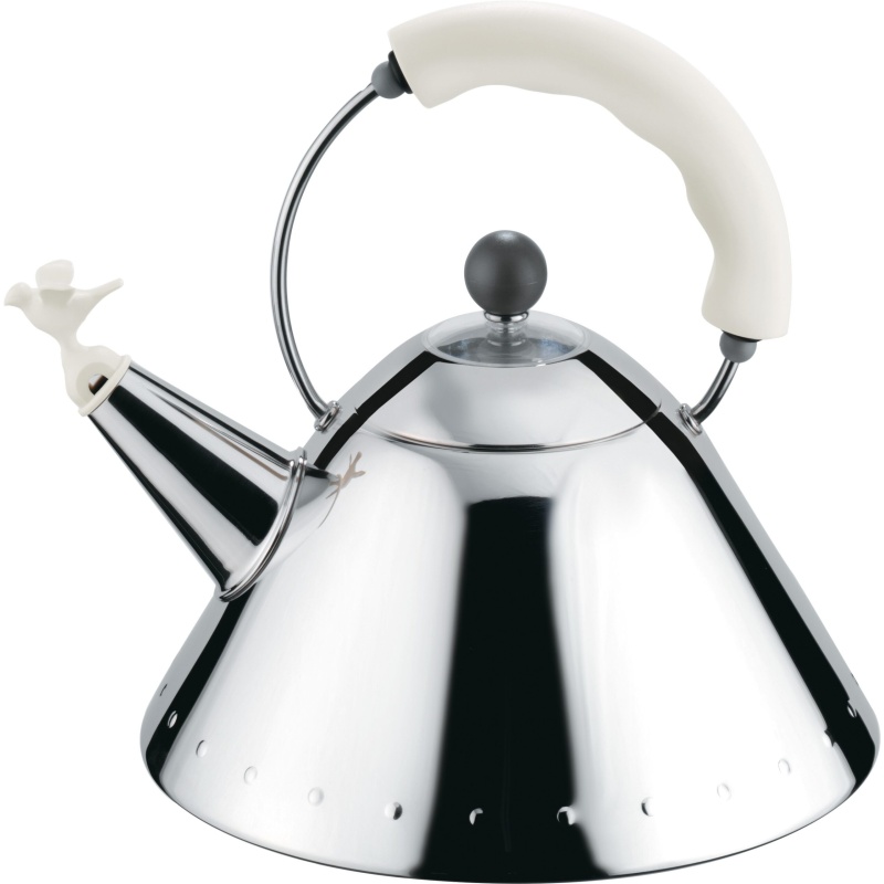 Alessi 9093 W viheltävä vesipannu teräs, valkoinen