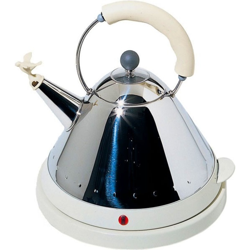 Alessi MG32 WI, viheltävä vedenkeitin teräs, vaalea beige