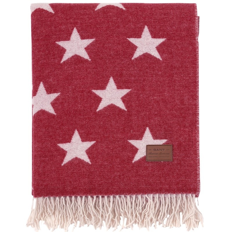 Gant Allover star throw torkkupeitto 130x180cm, dark red
