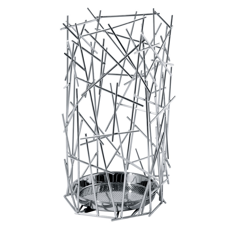 Alessi Blow Up vaasi / sateenvarjoteline ja aluslautanen, teräs