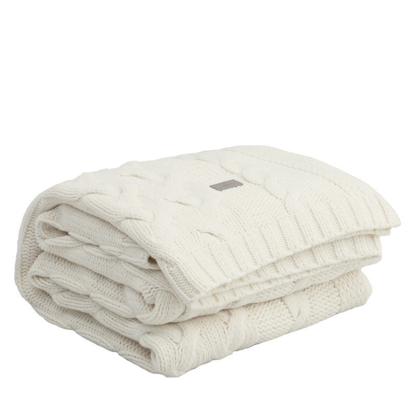 Cable knit throw torkkupeitto 130x170cm, eggshell
