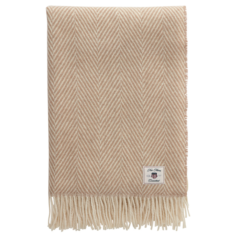 gant herringbone wool throw torkkupeitto, taupe beige